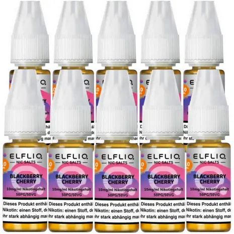 Elfliq Elfbar Elfliq - Blackberry Cherry - Nikotinsalz Liquid - Nikotin 10 mg/ml - 10er Pack (100 ml)