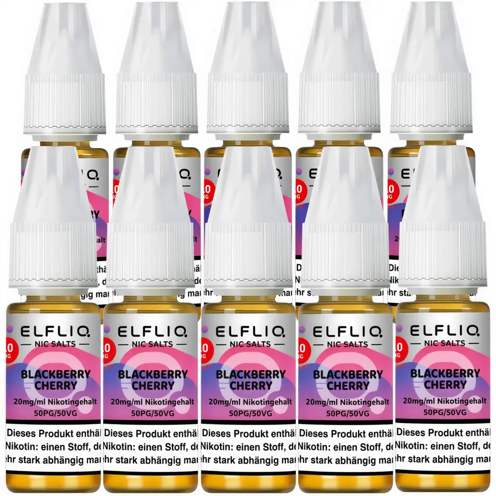 Elfliq Elfbar Elfliq - Blackberry Cherry - Nikotinsalz Liquid - 20 mg/ml – 10er Pack (100 ml) Elfliq Elfbar Elfliq - Blackberry Cherry - Nikotinsalz Liquid - 20 mg/ml – 10er Pack (100 ml)