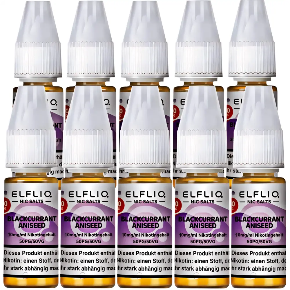 Elfliq Elfbar Elfliq - Blackcurrant Aniseed - Nikotinsalz Liquid - Nikotin 10 mg/ml - 10er Pack (100 ml)
