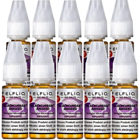 Elfliq Elfbar Elfliq - Blackcurrant Aniseed - Nikotinsalz Liquid - Nikotin 10 mg/ml - 10er Pack (100 ml)