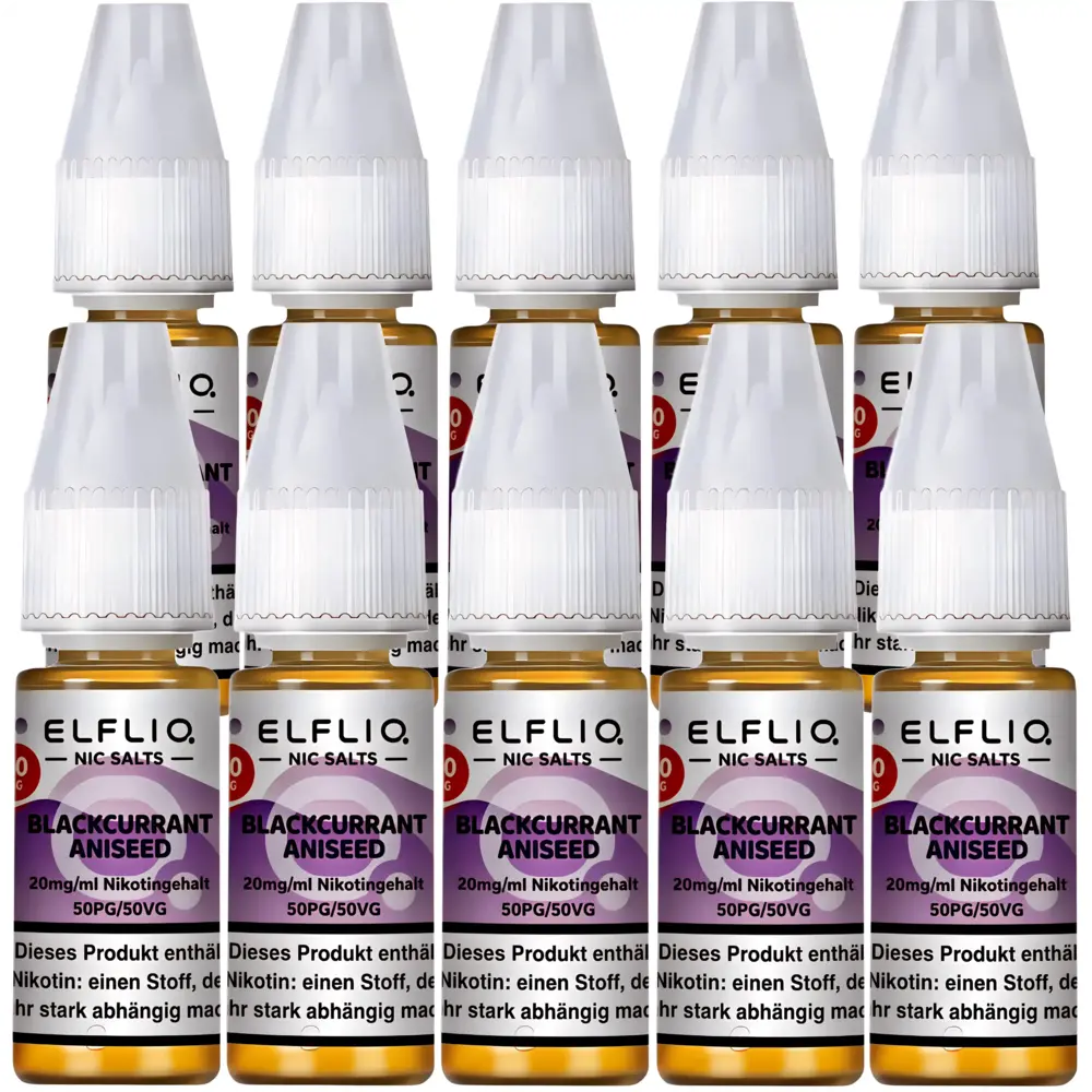 Elfliq Elfbar Elfliq - Blackcurrant Aniseed - Nikotinsalz Liquid - 20 mg/ml – 10er Pack (100 ml)