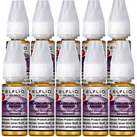 Elfliq Elfbar Elfliq - Blackcurrant Aniseed - Nikotinsalz Liquid - 20 mg/ml – 10er Pack (100 ml)