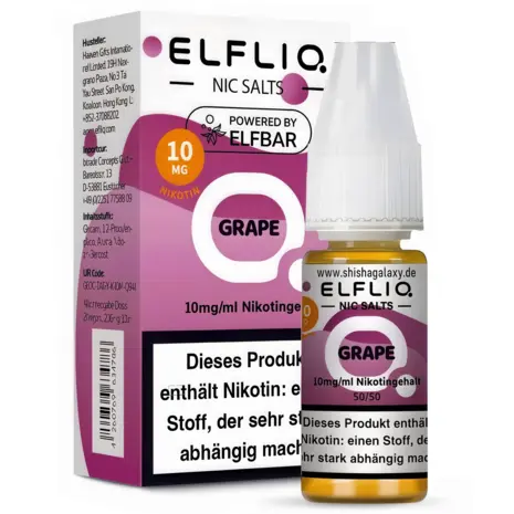 Elfliq Elfbar Elfliq - Grape - Nikotinsalz Liquid - Nikotin 10 mg/ml - 10er Pack (100 ml) Elfliq Elfbar Elfliq - Grape - Nikotinsalz Liquid - Nikotin 10 mg/ml - 10er Pack (100 ml)