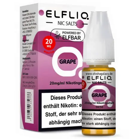 Elfliq Elfbar Elfliq - Grape - Nikotinsalz Liquid - Nikotin 20 mg/ml - 10er Pack (100 ml) Elfliq Elfbar Elfliq - Grape - Nikotinsalz Liquid - Nikotin 20 mg/ml - 10er Pack (100 ml)