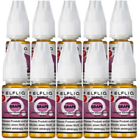 Elfliq Elfbar Elfliq - Grape - Nikotinsalz Liquid - Nikotin 20 mg/ml - 10er Pack (100 ml) Elfliq Elfbar Elfliq - Grape - Nikotinsalz Liquid - Nikotin 20 mg/ml - 10er Pack (100 ml)