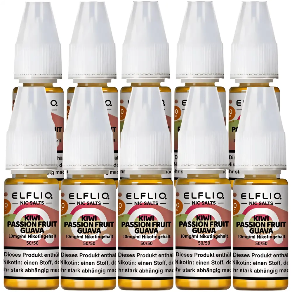 Elfliq Elfbar Elfliq - Kiwi Passionfruit Guava - Nikotinsalz Liquid - Nikotin 10 mg/ml - 10er Pack (100 ml)
