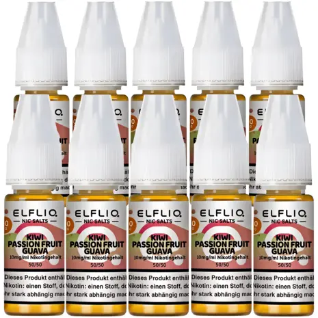 Elfliq Elfbar Elfliq - Kiwi Passionfruit Guava - Nikotinsalz Liquid - Nikotin 10 mg/ml - 10er Pack (100 ml)