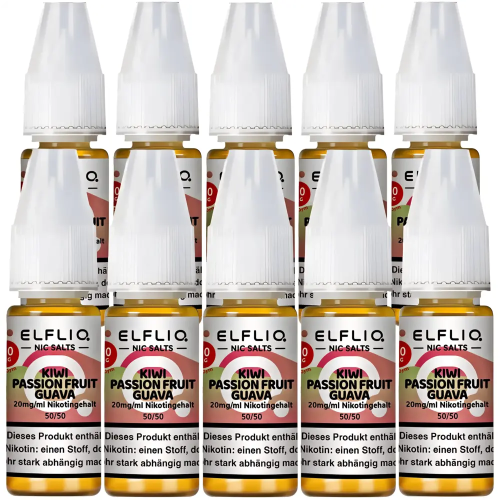 Elfliq Elfbar Elfliq - Kiwi Passionfruit Guava - Nikotinsalz Liquid - Nikotin 20 mg/ml - 10er Pack (100 ml)