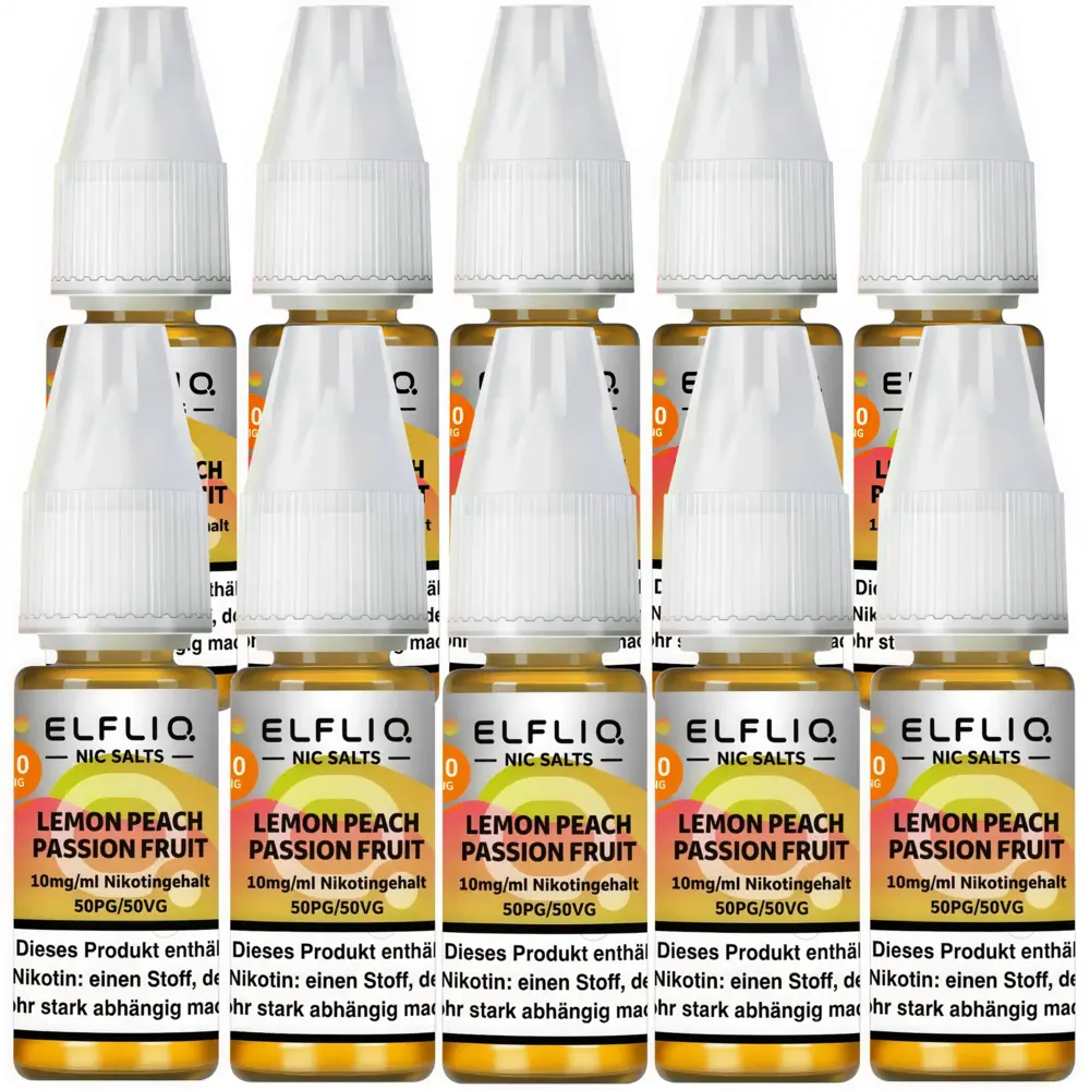 Elfliq Elfbar Elfliq - Lemon Peach Passion Fruit - Nikotinsalz Liquid - Nikotin 10 mg/ml - 10er Pack (100 ml)