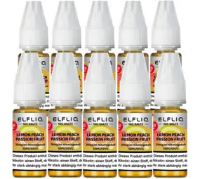 Elfliq Lemon Peach Passion Fruit - Nikotinsalz Liquid - Nikotin 20 mg/ml - 10er Pack