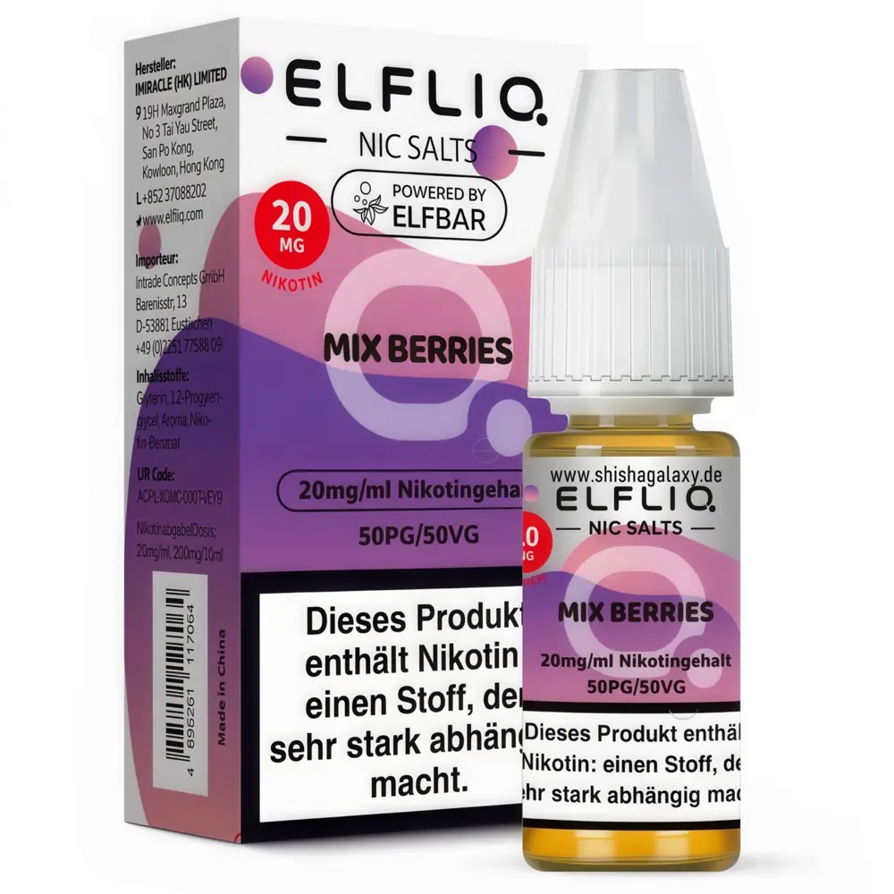 Elfliq Elfbar Elfliq - Mix Berries - Nikotinsalz Liquid - Nikotin 20 mg/ml - 10er Pack (100 ml)