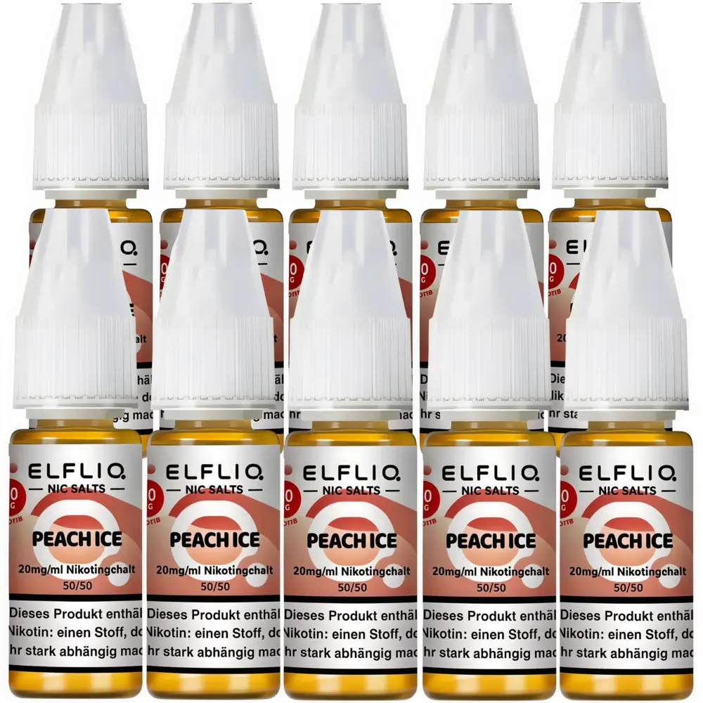 Elfbar Elfliq Peach Ice Nikotinsalz Liquid 20 mg/ml – 10er Pack/100ml