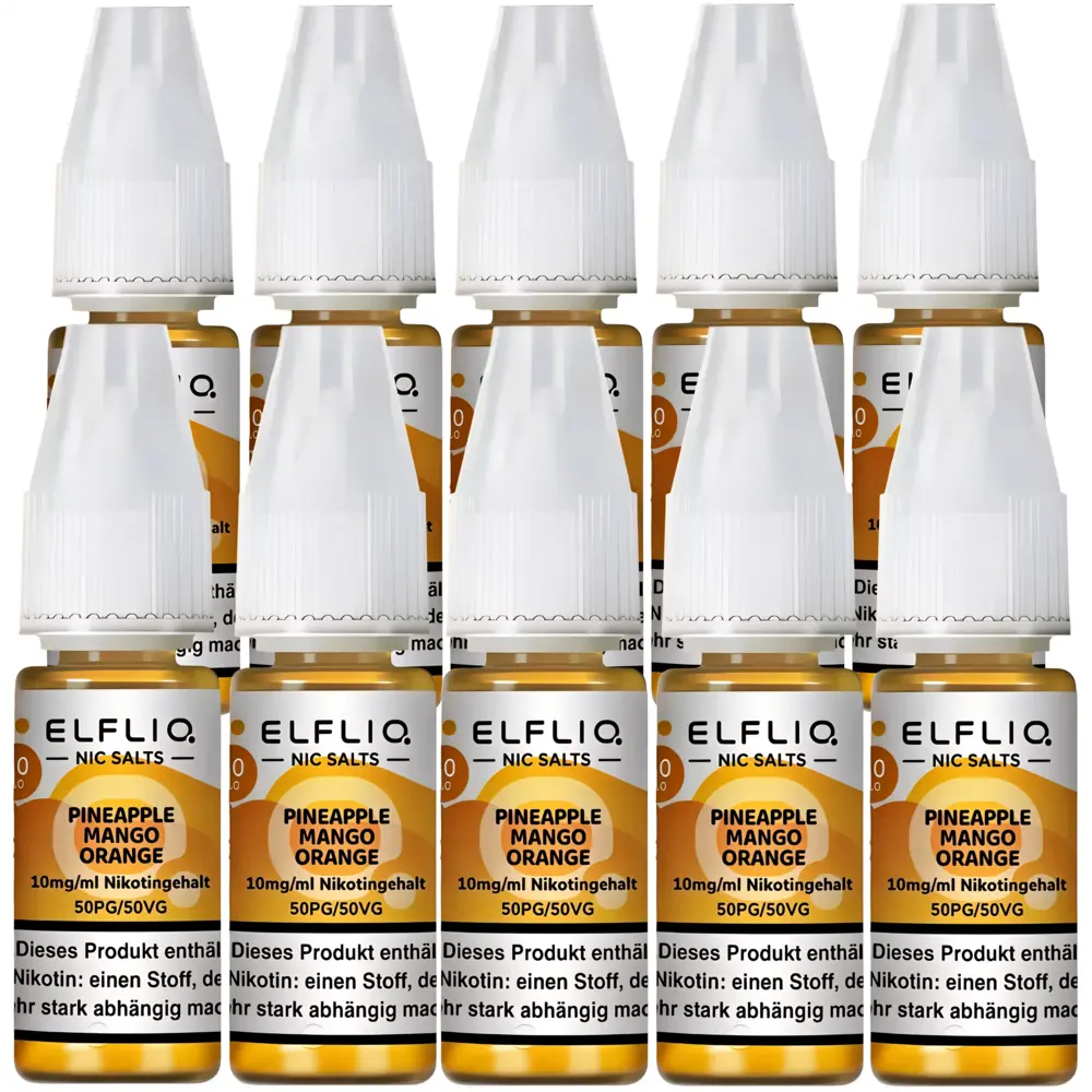 Elfliq Elfbar Elfliq -Pineapple Mango Orange - Nikotinsalz Liquid - Nikotin 10 mg/ml - 10er Pack (100 ml)
