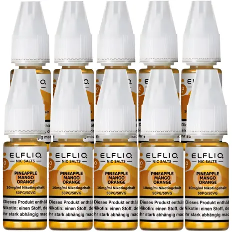 Elfliq Elfbar Elfliq -Pineapple Mango Orange - Nikotinsalz Liquid - Nikotin 10 mg/ml - 10er Pack (100 ml)