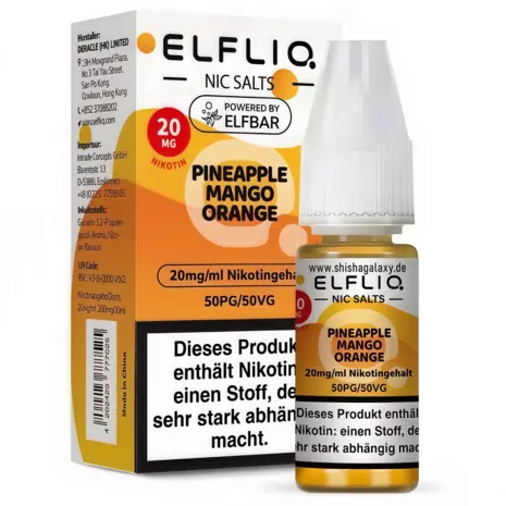 Elfliq Elfbar Elfliq - Pineapple Mango Orange - Nikotinsalz Liquid - Nikotin 20 mg/ml - 10er Pack (100 ml)