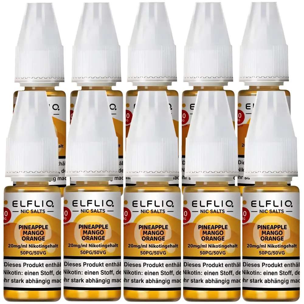 Elfliq Elfbar Elfliq - Pineapple Mango Orange - Nikotinsalz Liquid - Nikotin 20 mg/ml - 10er Pack (100 ml)