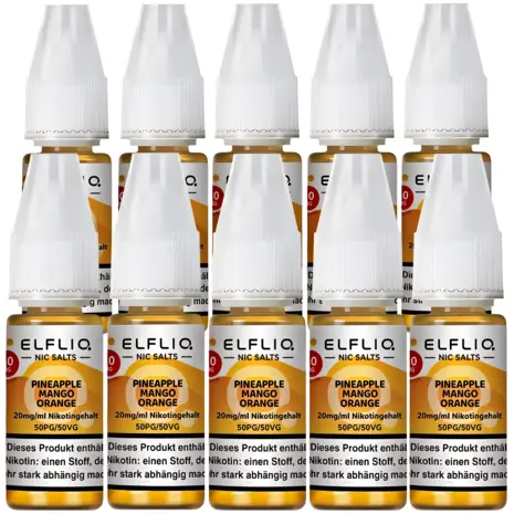 Elfliq Elfbar Elfliq - Pineapple Mango Orange - Nikotinsalz Liquid - Nikotin 20 mg/ml - 10er Pack (100 ml)