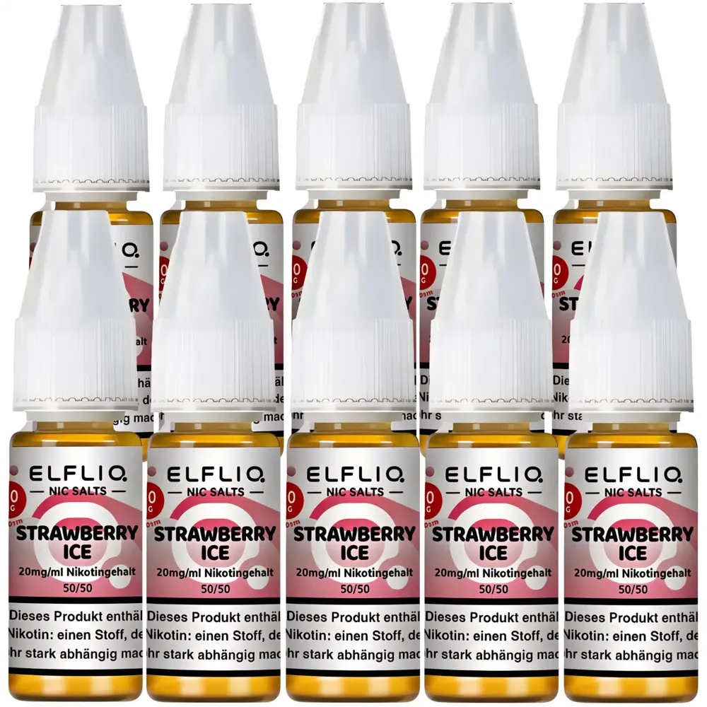 Elfliq Elfbar Elfliq - Strawberry Ice - Nikotinsalz Liquid - Nikotin 20 mg/ml - 10er Pack (100 ml)