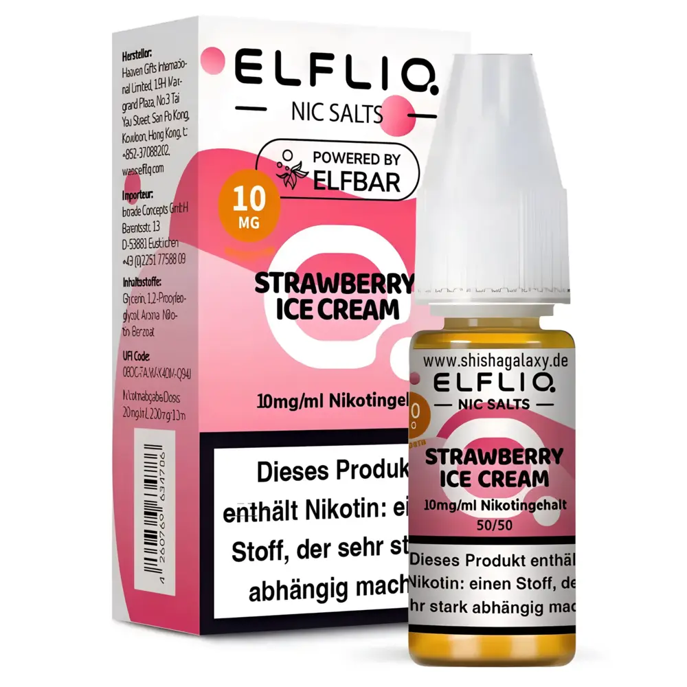 Elfliq Elfbar Elfliq - Strawberry Ice Cream - Nikotinsalz Liquid - Nikotin 10 mg/ml - 10er Pack (100 ml)
