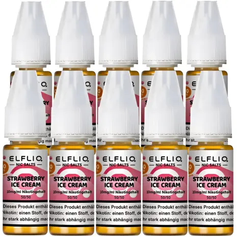 Elfliq Elfbar Elfliq - Strawberry Ice Cream - Nikotinsalz Liquid - Nikotin 10 mg/ml - 10er Pack (100 ml)