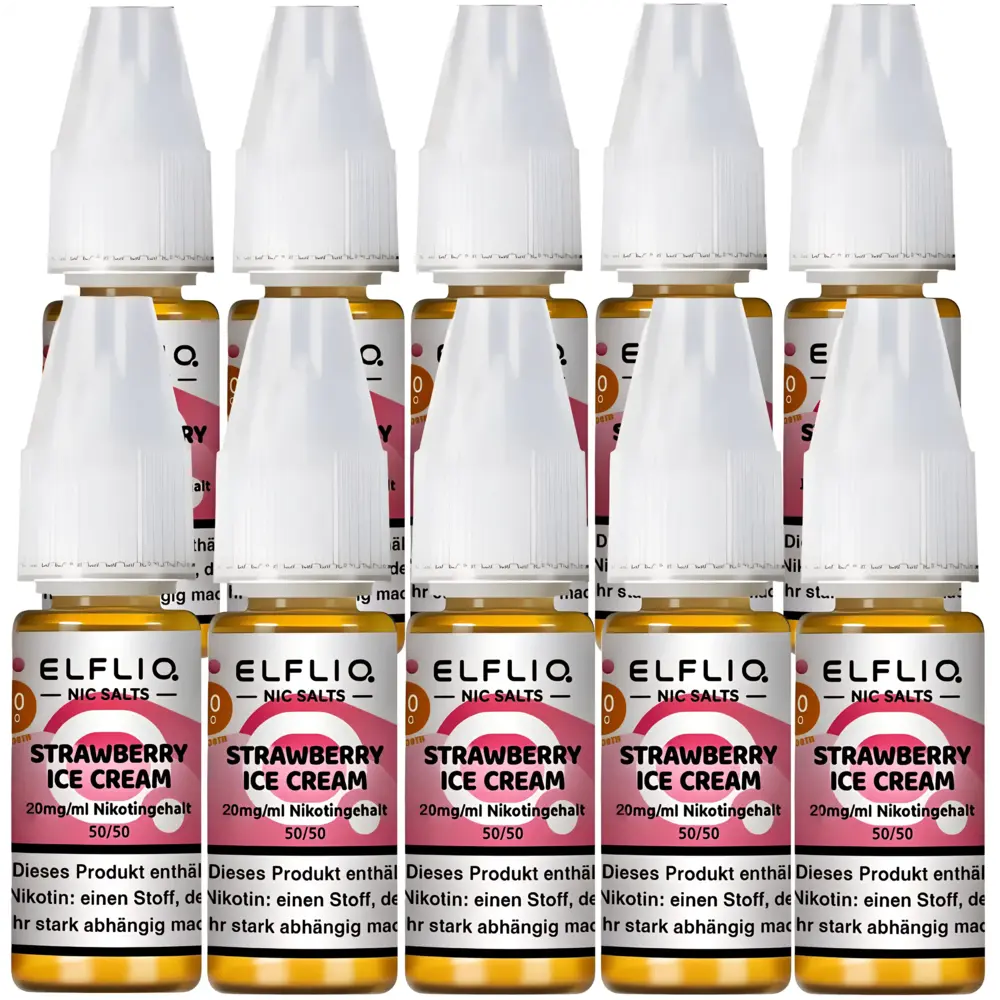 Elfliq Elfbar Elfliq - Strawberry Ice Cream - Nikotinsalz Liquid - Nikotin 20 mg/ml - 10er Pack (100 ml)