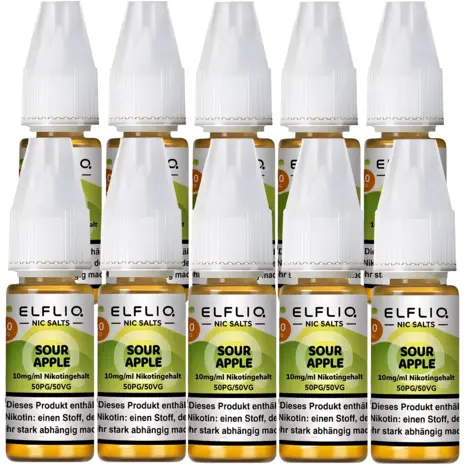 Elfliq Elfbar Elfliq - Sour Apple - Nikotinsalz Liquid - Nikotin 10 mg/ml - 10er Pack (100 ml)