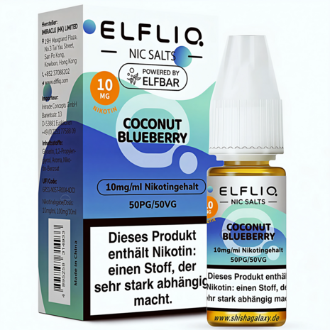 Elfliq Elfbar Elfliq - Coconut Blueberry - Nikotinsalz Liquid - Nikotin 10 mg/ml - 10er Pack (100 ml)