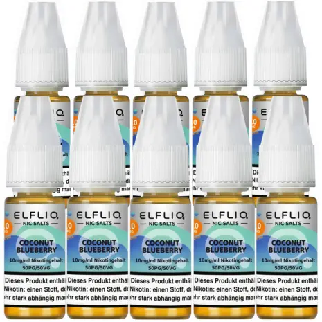 Elfliq Elfbar Elfliq - Coconut Blueberry - Nikotinsalz Liquid - Nikotin 10 mg/ml - 10er Pack (100 ml)