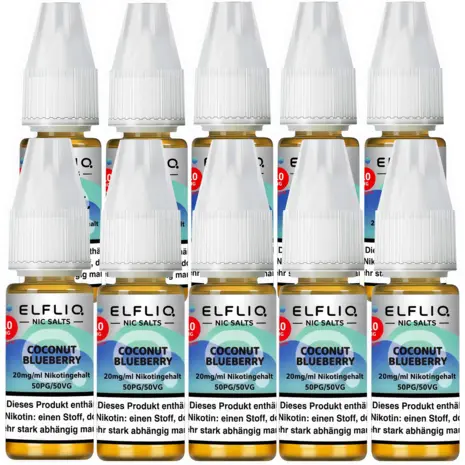 Elfliq Elfbar Elfliq - Coconut Blueberry - Nikotinsalz Liquid - Nikotin 20 mg/ml - 10er Pack (100 ml)