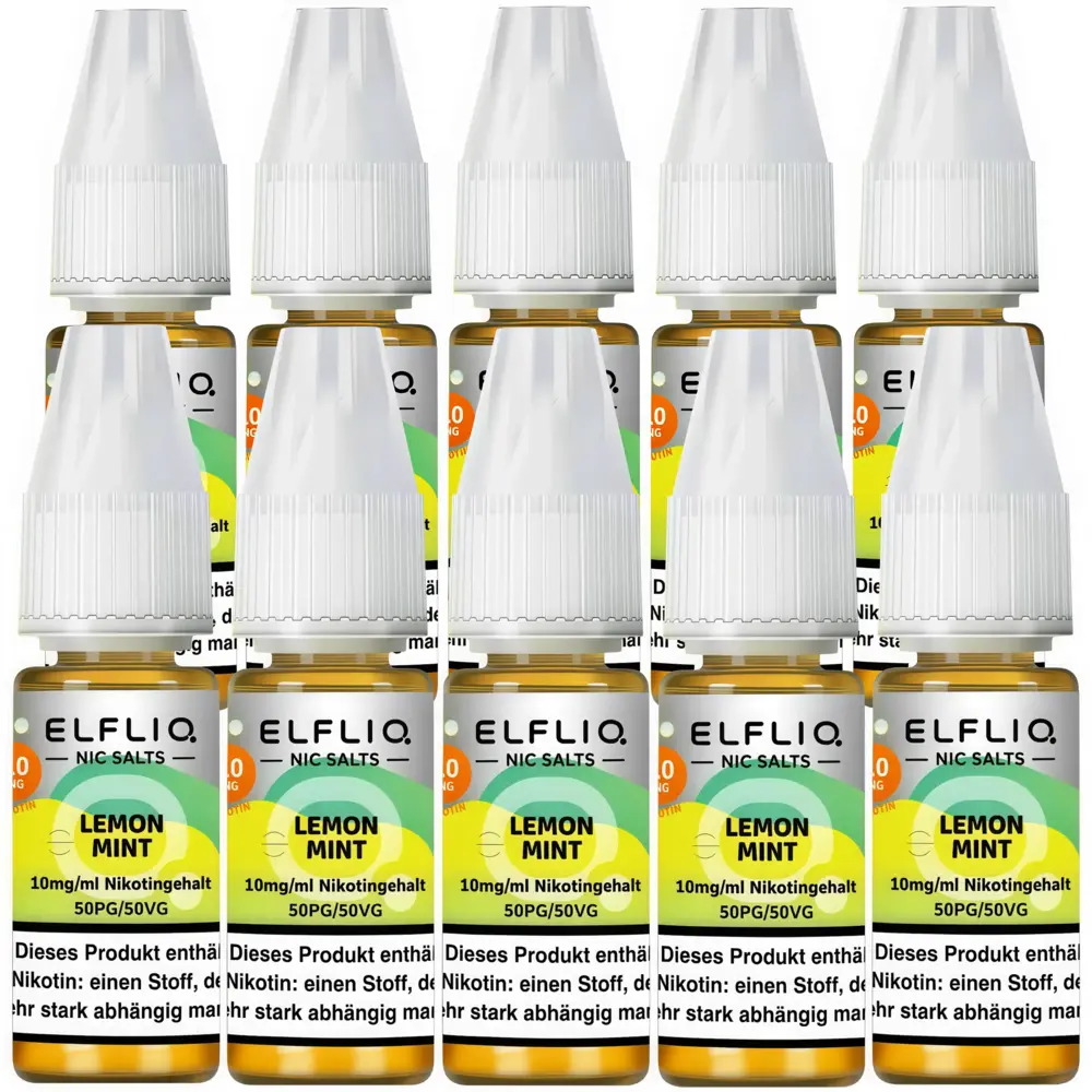 Elfliq Elfbar Elfliq - Lemon Mint - Nikotinsalz Liquid - Nikotin 10 mg/ml - 10er Pack (100 ml)