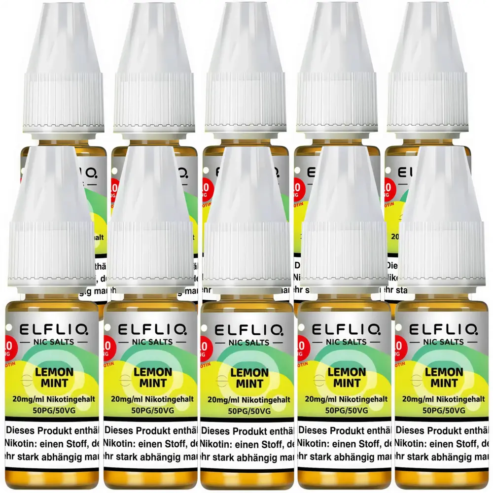 Elfliq Elfbar Elfliq - Lemon Mint - Nikotinsalz Liquid - Nikotin 20 mg/ml - 10er Pack (100 ml) Elfliq Elfbar Elfliq - Lemon Mint - Nikotinsalz Liquid - Nikotin 20 mg/ml - 10er Pack (100 ml)