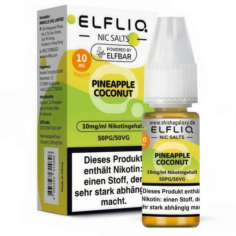 Elfliq Elfbar Elfliq - Pineapple Coconut - Nikotinsalz Liquid - Nikotin 10 mg/ml - 10er Pack (100 ml)