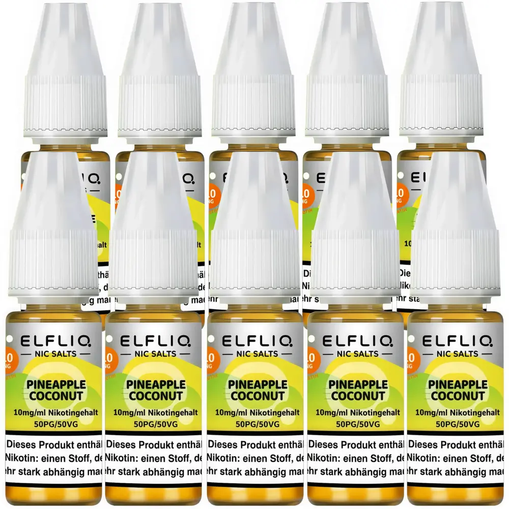 Elfliq Elfbar Elfliq - Pineapple Coconut - Nikotinsalz Liquid - Nikotin 10 mg/ml - 10er Pack (100 ml)