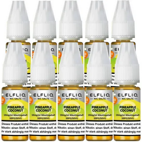 Elfliq Elfbar Elfliq - Pineapple Coconut - Nikotinsalz Liquid - Nikotin 10 mg/ml - 10er Pack (100 ml)