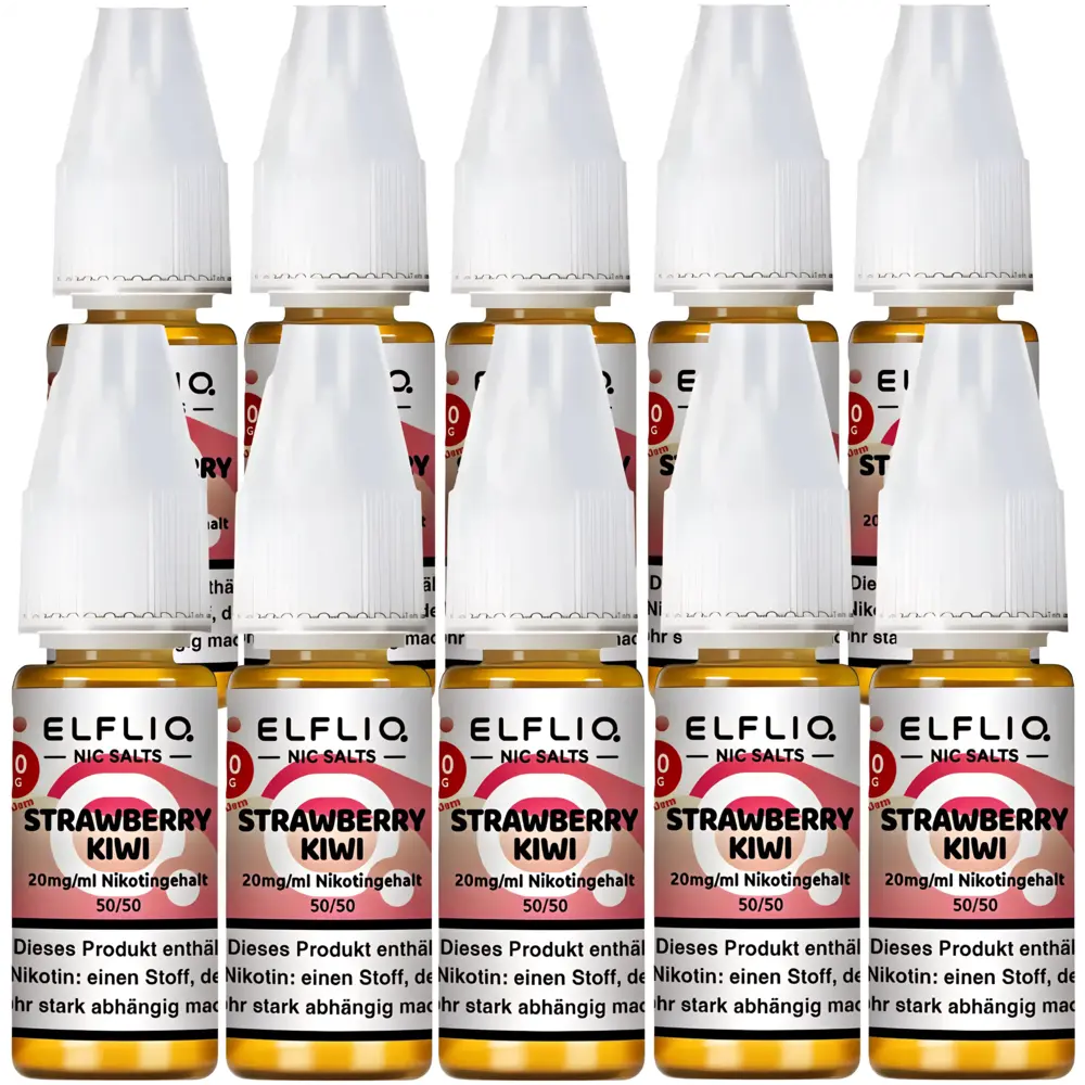 Elfliq Elfbar Elfliq - Strawberry Kiwi - Nikotinsalz Liquid - Nikotin 20 mg/ml - 10er Pack (100 ml)