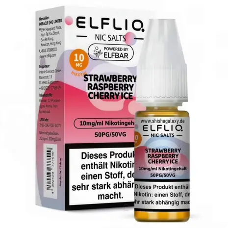 Elfliq Elfbar Elfliq - Strawberry Raspberry Cherry Ice - Nikotinsalz Liquid - Nikotin 10 mg/ml - 10er Pack (100 ml) Elfliq Elfbar Elfliq - Strawberry Raspberry Cherry Ice - Nikotinsalz Liquid - Nikotin 10 mg/ml - 10er Pack (100 ml)
