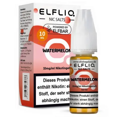 Elfliq Elfbar Elfliq - Watermelon - Nikotinsalz Liquid - Nikotin 10 mg/ml - 10er Pack (100 ml)