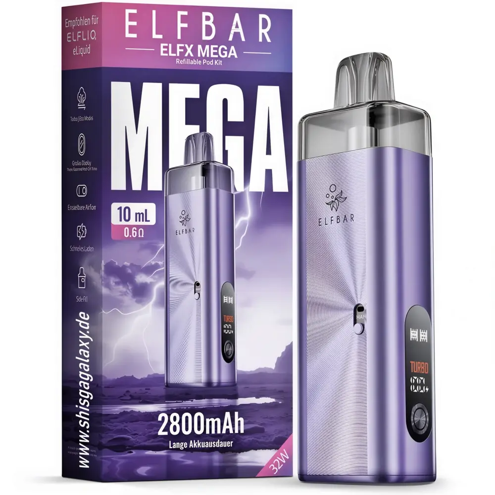 Elfbar Elfbar ELFX MEGA – 2800 mAh Pod‑System Basisgerät – Purple – E‑Zigarette
