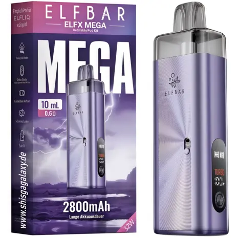 basis für e zigarette ELFBAR ELFX MEGA – 2800 mAh Pod System mit 10‑ml Pod – Purple