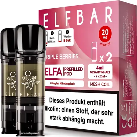 elfbar pods lidl ELFA Triple Berries 20mg | Original ELFA Kartuschen elfa pods alle sorten Elfbar 800 – Grape Rechargeable Flavours:Mad blue