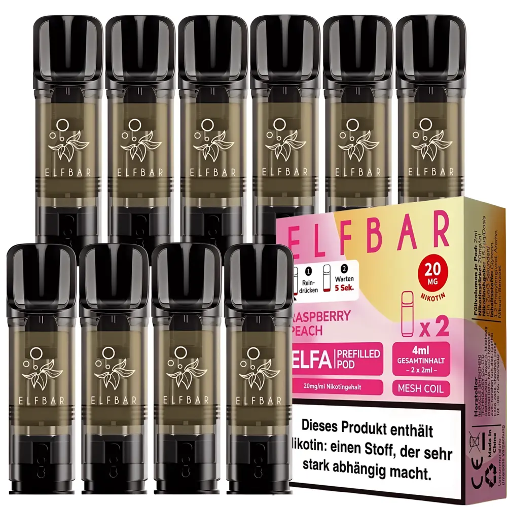Elfbar ELFA Pods Raspberry Peach 20mg | ELFA Kartuschen 10er Pack - Shisha  Galaxy