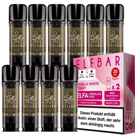 Elfbar ELFA Pods Vanilla White Peach 20mg | ELFA Kartuschen 10er Pack