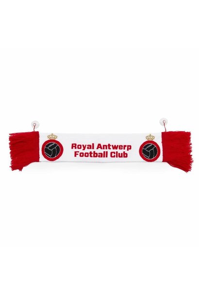 RAFC Mini auto sjaal - Wit met Rode franjes