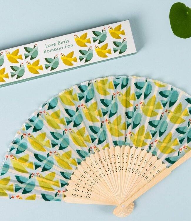 Bamboo fan lovebirds