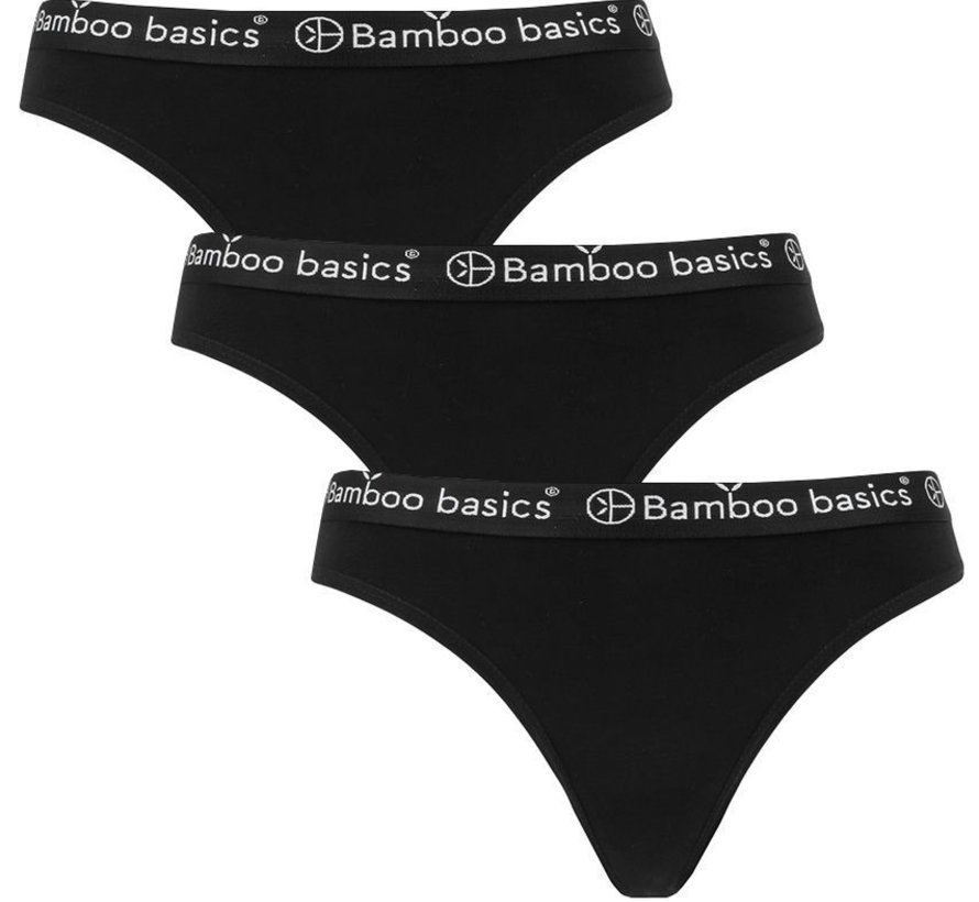 Bamboo basics thongs - Emma - 3-Pack - Black