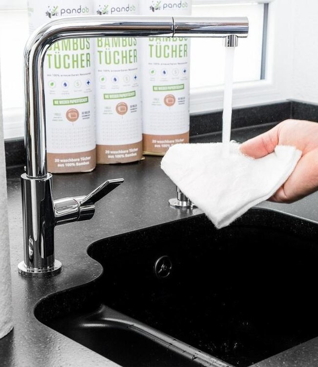 Pandoo bamboe wasbaar keukenpapier - 2 rollen