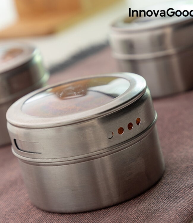 Magnetic spice rack with bamboo kitchen utensils - 7 pieces