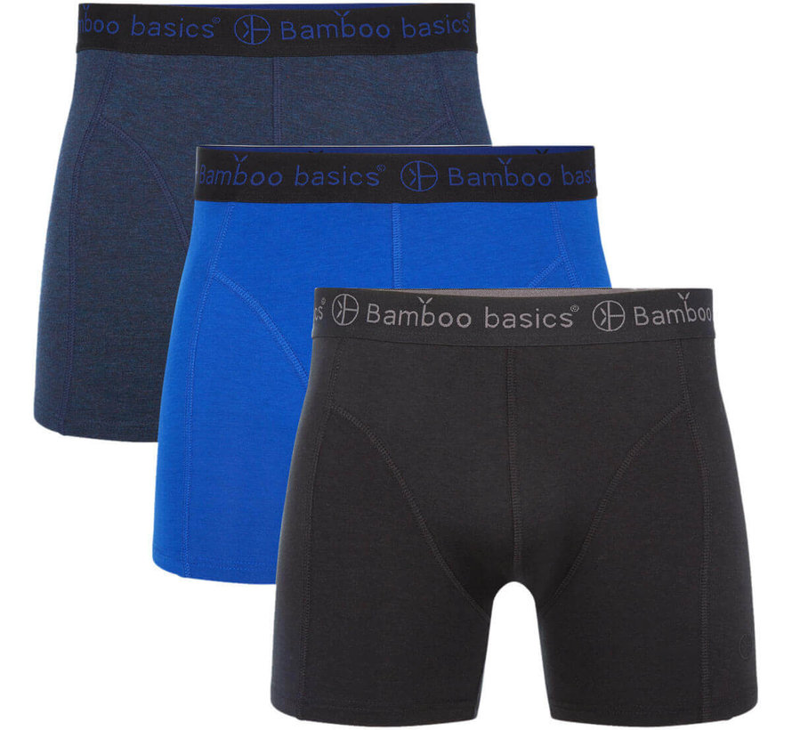 Bamboo Basics Boxershorts Rico – Donker blauw, Blauw & Zwart  (3-pack)