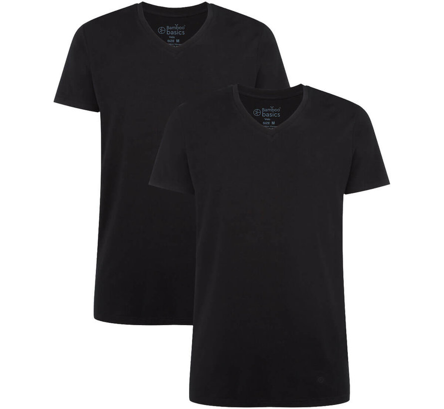 T-shirts Velo Col V - Noir - (Lot de 2)