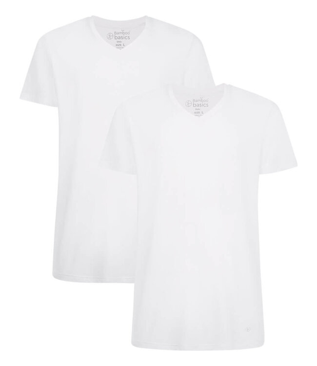 Bamboo Basics T-shirts Velo V- hals – Wit - (2-pack)